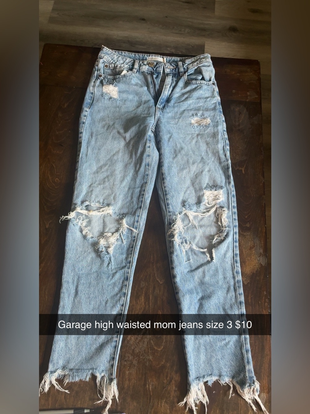 Garage high rise distressed mom jeans